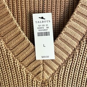 Talbots Tan Sleeveless V-Neck Sweater Sz L NWT